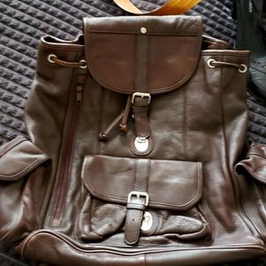 Brown leather pebble backpack